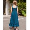 Arshiner Girls Summer Dress Boho Beach Casual Smocked Maxi Dresses(Dark Blue)