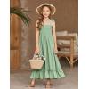 Arshiner Girls Summer Dress Boho Beach Casual Smocked Maxi Dresses(Green)