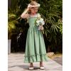 Arshiner Girls Summer Dress Boho Beach Casual Smocked Maxi Dresses(Green)