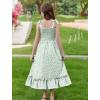 Arshiner Girls Summer Dress Boho Beach Casual Smocked Maxi Dresses(Green Floral Pattern)