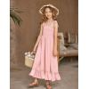 Arshiner Girls Summer Dress Boho Beach Casual Smocked Maxi Dresses(Pink)