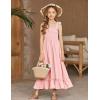 Arshiner Girls Summer Dress Boho Beach Casual Smocked Maxi Dresses(Pink)