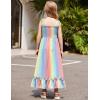 Arshiner Girls Summer Dress Boho Beach Casual Smocked Maxi Dresses(Pink Blue)