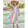 Arshiner Girls Summer Dress Boho Beach Casual Smocked Maxi Dresses(Pink Blue)