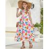 Arshiner Girls Summer Dress Boho Beach Casual Smocked Maxi Dresses(Pink Floral)