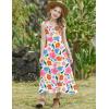 Arshiner Girls Summer Dress Boho Beach Casual Smocked Maxi Dresses(Pink Floral)