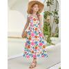 Arshiner Girls Summer Dress Boho Beach Casual Smocked Maxi Dresses(Pink Floral)