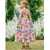 Arshiner Girls Summer Dress Boho Beach Casual Smocked Maxi Dresses(Pink Floral)