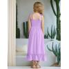 Arshiner Girls Summer Dress Boho Beach Casual Smocked Maxi Dresses(Purple)