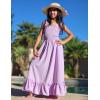 Arshiner Girls Summer Dress Boho Beach Casual Smocked Maxi Dresses(Purple)