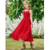 Arshiner Girls Summer Dress Boho Beach Casual Smocked Maxi Dresses(Red)