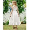 Arshiner Girls Summer Dress Boho Beach Casual Smocked Maxi Dresses(White)