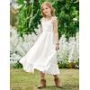 Arshiner Girls Summer Dress Boho Beach Casual Smocked Maxi Dresses(White)