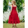 Arshiner Girls Summer Dress Boho Beach Casual Smocked Maxi Dresses(Wine Red)