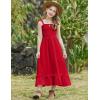 Arshiner Girls Summer Dress Boho Beach Casual Smocked Maxi Dresses(Wine Red)