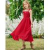 Arshiner Girls Summer Dress Boho Beach Casual Smocked Maxi Dresses(Wine Red)