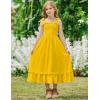 Arshiner Girls Summer Dress Boho Beach Casual Smocked Maxi Dresses(Yellow)