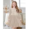 Arshiner Toddler Velvet Dress Girls Smocked Square Neck Puff Long Sleeve Party Dresses with Pockets(Champagne)
