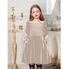 Arshiner Toddler Velvet Dress Girls Smocked Square Neck Puff Long Sleeve Party Dresses with Pockets(Champagne)