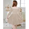 Arshiner Toddler Velvet Dress Girls Smocked Square Neck Puff Long Sleeve Party Dresses with Pockets(Champagne)