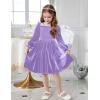 Arshiner Toddler Velvet Dress Girls Smocked Square Neck Puff Long Sleeve Party Dresses with Pockets(Lavender)