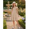 Arshiner Girls Dresses Double Pleated Sleeve Square Neck Off Shoulder with Pockets Tween Sundress Size 5-16(Beige)