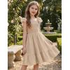 Arshiner Girls Dresses Double Pleated Sleeve Square Neck Off Shoulder with Pockets Tween Sundress Size 5-16(Beige)