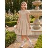 Arshiner Girls Dresses Double Pleated Sleeve Square Neck Off Shoulder with Pockets Tween Sundress Size 5-16(Beige)