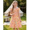 Arshiner Girls Dresses Double Pleated Sleeve Square Neck Off Shoulder with Pockets Tween Sundress Size 5-16(Pink Floral)