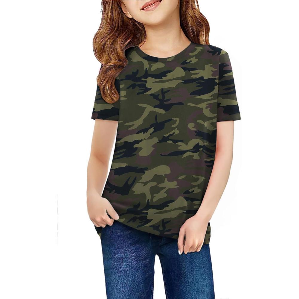 image:imageArshiner Girls Unicorn Shirts Short Sleeve Flip Sequin TShirt TopsCamo