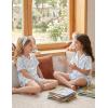 Arshiner Girls Pajamas Silk Satin Pajama Set 2 Piece Button Down Pjs Ruffle Sleepwear(Blue Bow)