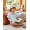 Arshiner Girls Pajamas Silk Satin Pajama Set 2 Piece Button Down Pjs Ruffle Sleepwear(Blue Bow)