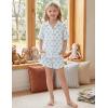 Arshiner Girls Pajamas Silk Satin Pajama Set 2 Piece Button Down Pjs Ruffle Sleepwear(Blue Bow)