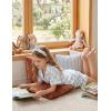 Arshiner Girls Pajamas Silk Satin Pajama Set 2 Piece Button Down Pjs Ruffle Sleepwear(Blue Bow)