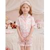 Arshiner Girls Pajamas Silk Satin Pajama Set 2 Piece Button Down Pjs Ruffle Sleepwear(Pink Clouds)