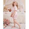 Arshiner Girls Pajamas Silk Satin Pajama Set 2 Piece Button Down Pjs Ruffle Sleepwear(Pink Clouds)