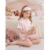 Arshiner Girls Pajamas Silk Satin Pajama Set 2 Piece Button Down Pjs Ruffle Sleepwear(Pink Clouds)