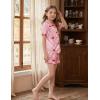 Arshiner Girls Pajamas Silk Satin Pajama Set 2 Piece Button Down Pjs Ruffle Sleepwear(Pink Plaid Cherry)