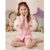 Arshiner Girls Pajamas Silk Satin Pajama Set 2 Piece Button Down Pjs Ruffle Sleepwear(Pink Stripe Bow)
