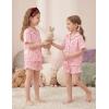 Arshiner Girls Pajamas Silk Satin Pajama Set 2 Piece Button Down Pjs Ruffle Sleepwear(Pink Stripe Bow)