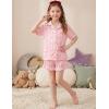 Arshiner Girls Pajamas Silk Satin Pajama Set 2 Piece Button Down Pjs Ruffle Sleepwear(Pink Stripe Bow)