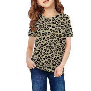 Arshiner Girls Unicorn Shirts Short Sleeve Flip Sequin T-Shirt Tops(Leopard)