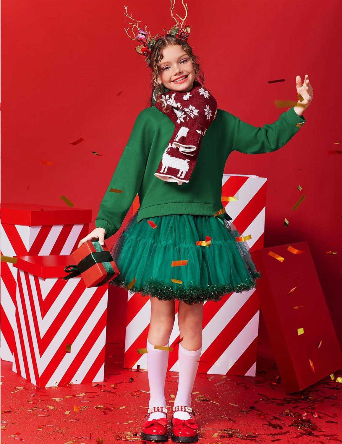 image:imageArshiner Girls Crewneck Sweatshirt Long Sleeve Pullover Tops Drop Shoulder Sweatshirts Side SplitGreen