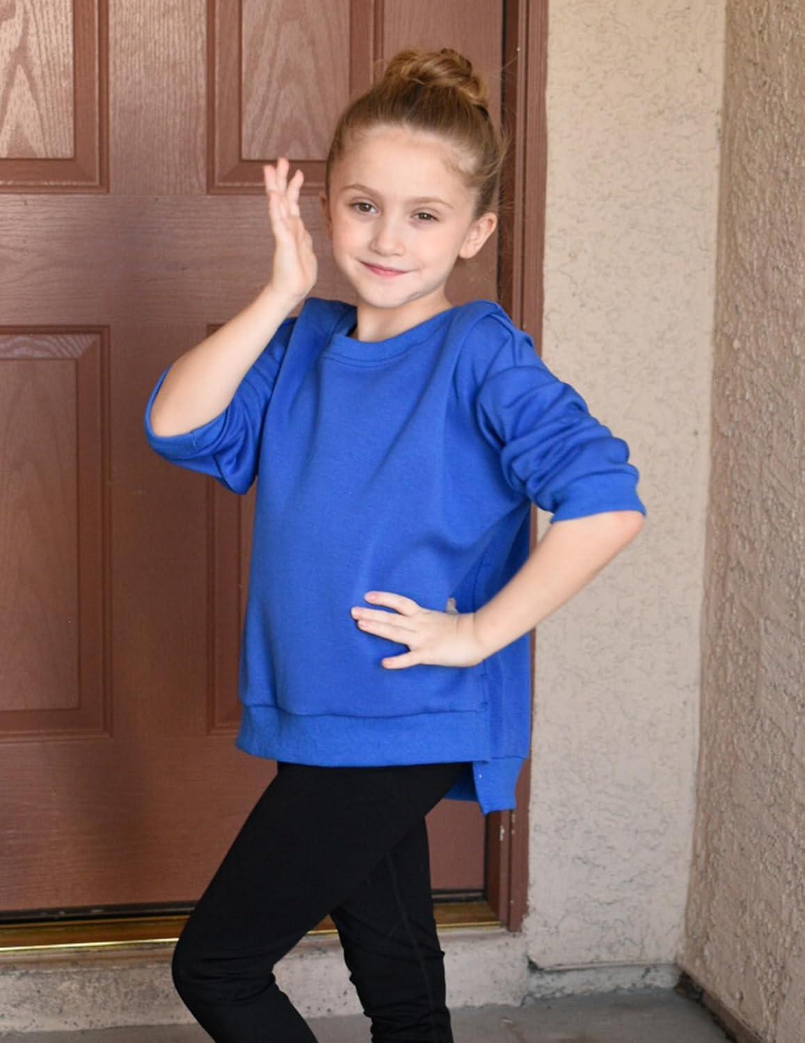 image:imageArshiner Girls Crewneck Sweatshirt Long Sleeve Pullover Tops Drop Shoulder Sweatshirts Side SplitRoyal Blue