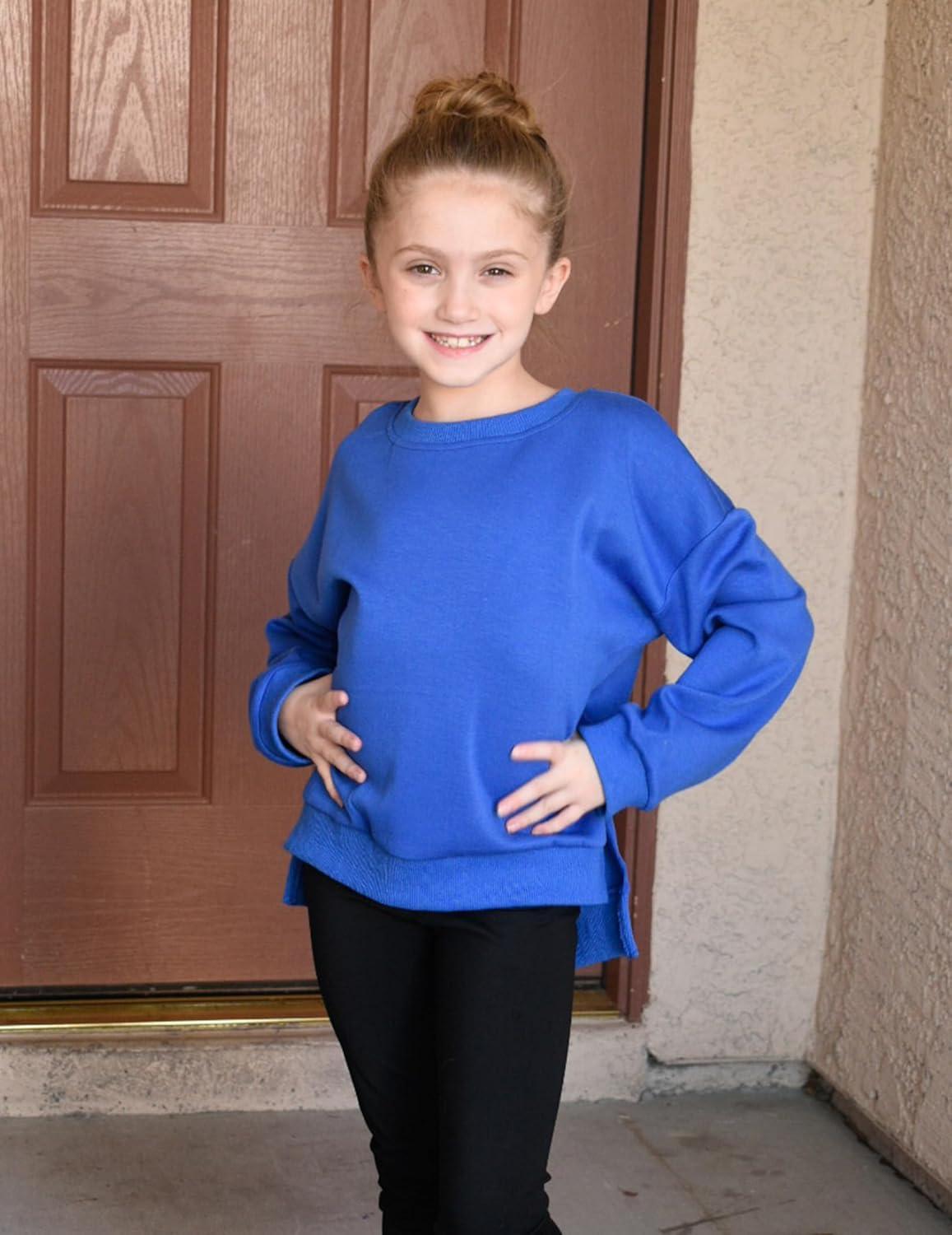 image:imageArshiner Girls Crewneck Sweatshirt Long Sleeve Pullover Tops Drop Shoulder Sweatshirts Side SplitRoyal Blue