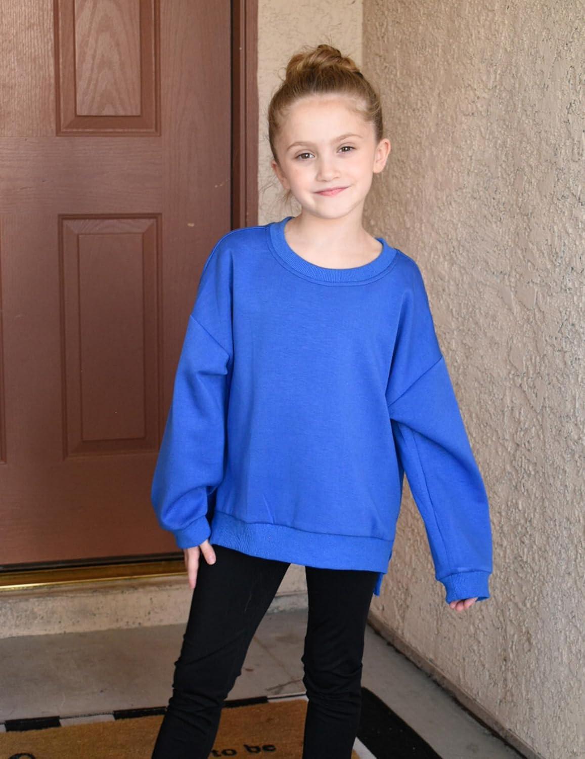 image:imageArshiner Girls Crewneck Sweatshirt Long Sleeve Pullover Tops Drop Shoulder Sweatshirts Side SplitRoyal Blue