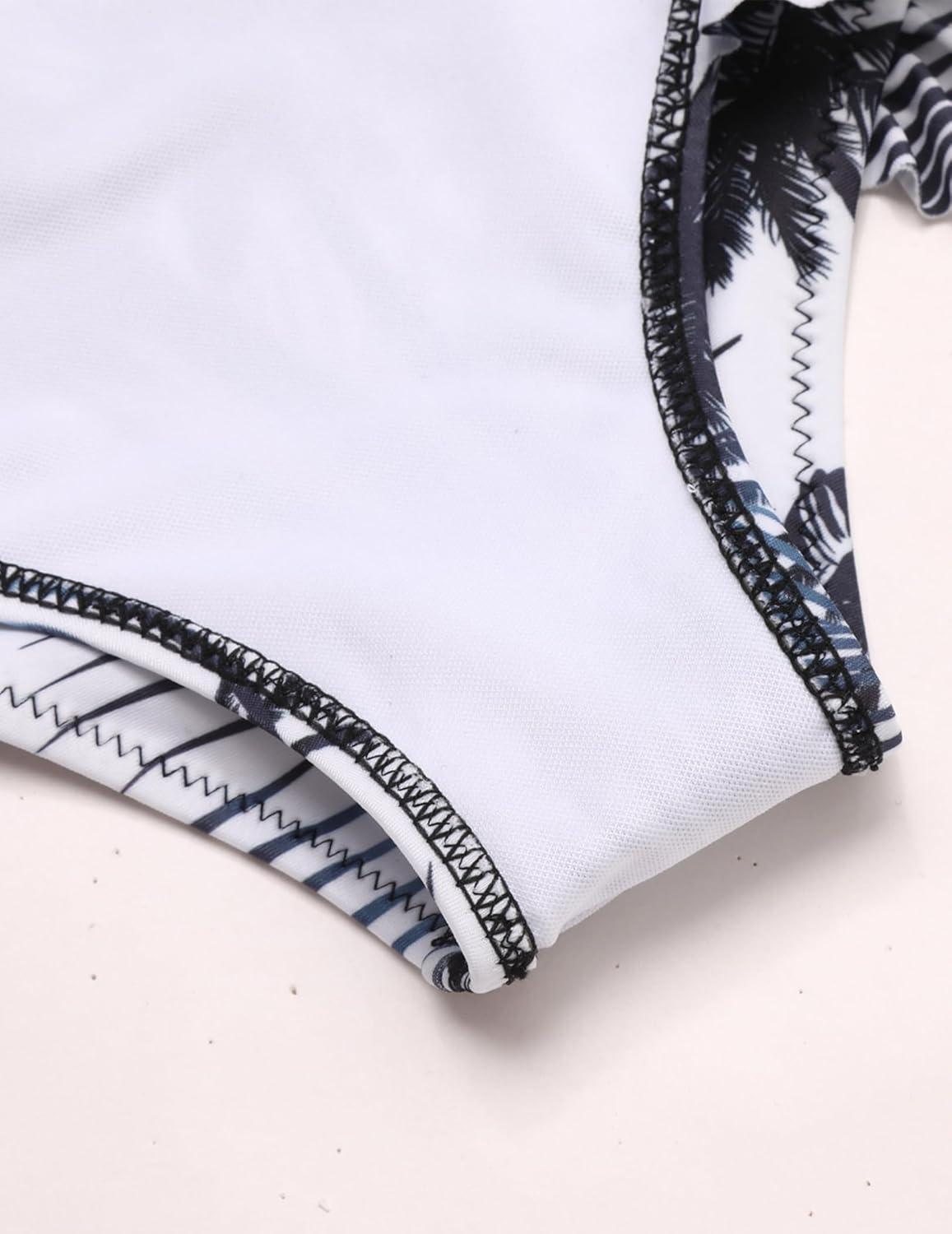 image:imageArshiner Girls Two Piece Swimsuit Ruffles Flounce Printed Bikini Set Swimwear Girl Bathing Suits with Chest PadBlack