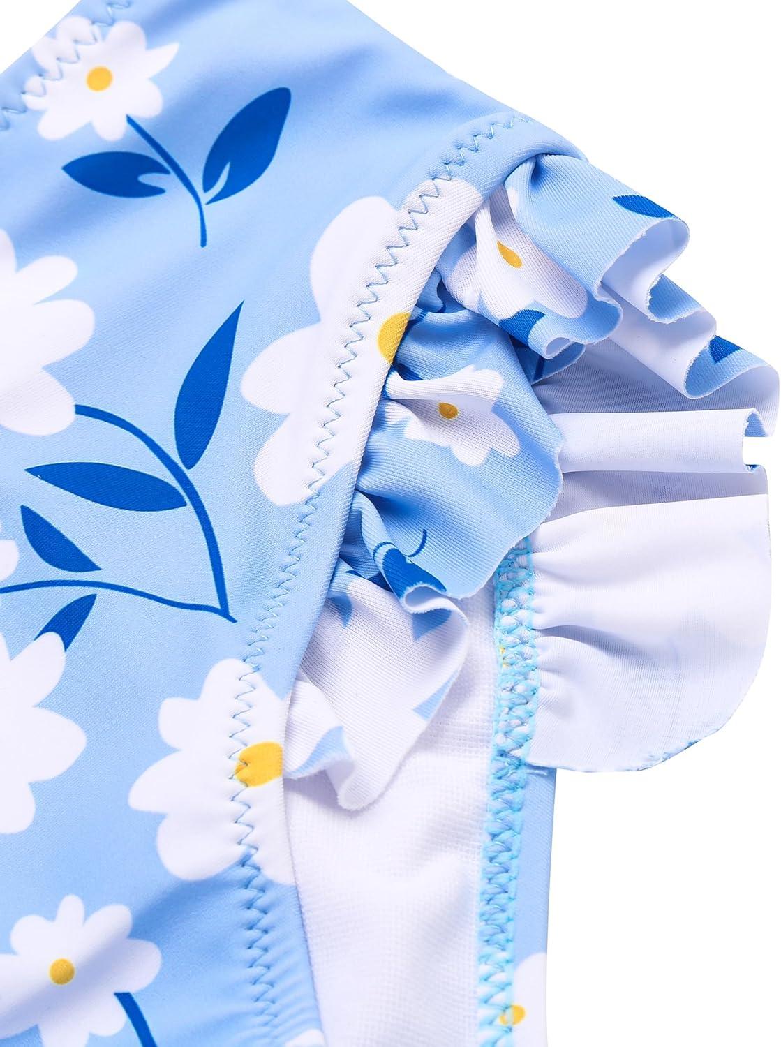 image:imageArshiner Girls Two Piece Swimsuit Ruffles Flounce Printed Bikini Set Swimwear Girl Bathing Suits with Chest PadLight Blue Flower
