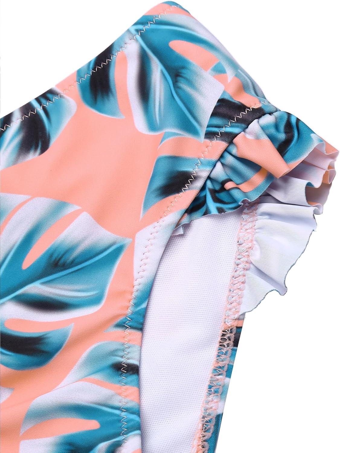 image:imageArshiner Girls Two Piece Swimsuit Ruffles Flounce Printed Bikini Set Swimwear Girl Bathing Suits with Chest PadPattern 4