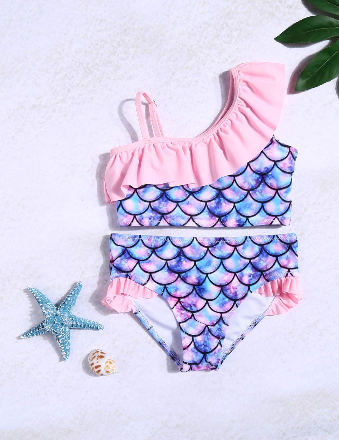 image:imageArshiner Girls Two Piece Swimsuit Ruffles Flounce Printed Bikini Set Swimwear Girl Bathing Suits with Chest PadPattern 5
